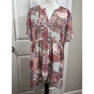 Est. 1946 Women's XL Paisley Print Button Down Tunic Top Flowy Blouse Boho‎